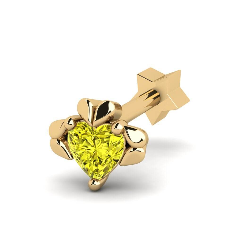 心形 黄色钻石 耳廓穿孔 Elleo