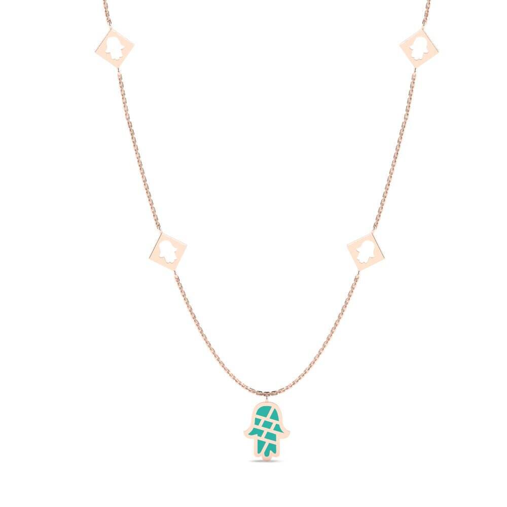 Hamsa 玫瑰金-14k 平原设计项链
