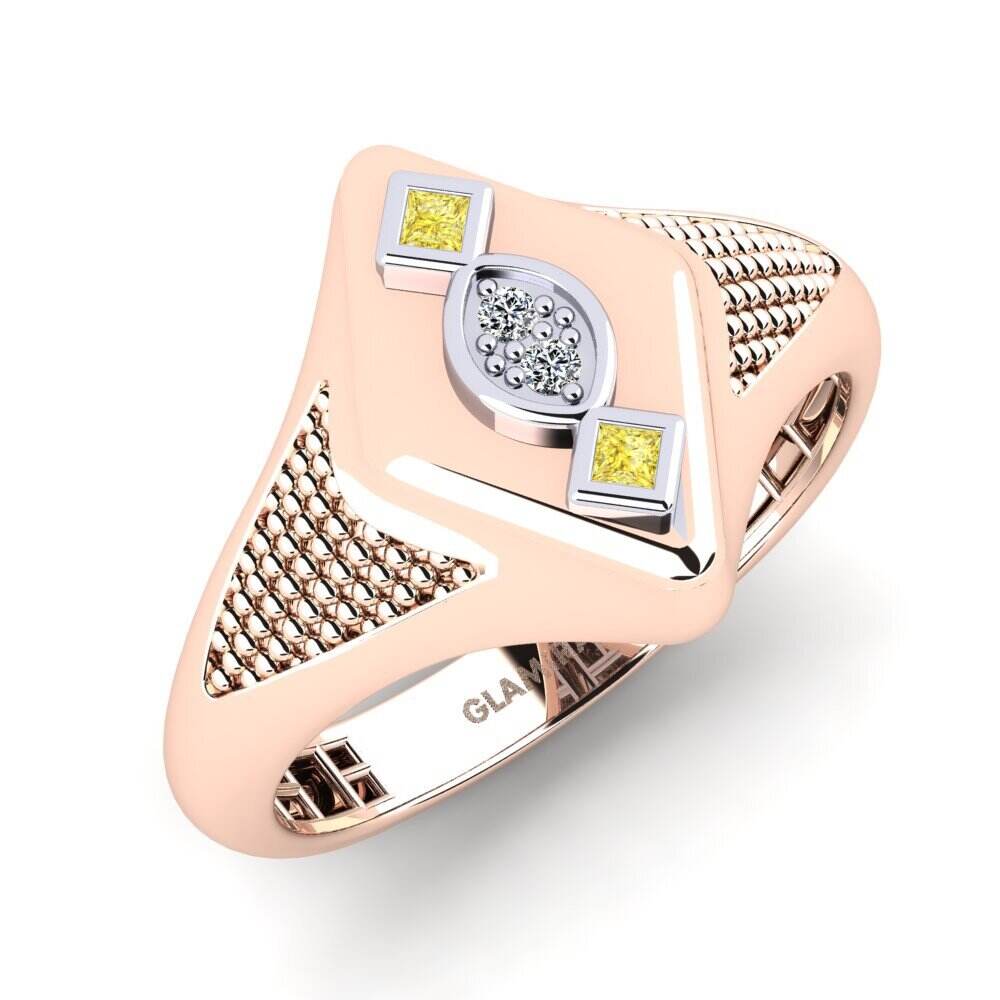 Pinky 黄色蓝宝石 14k 红白K金 戒指