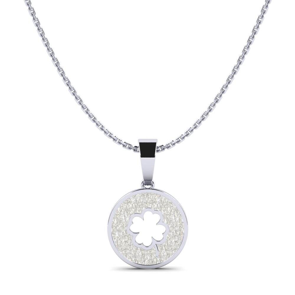 花朵 白色K金-18k 平原设计项链