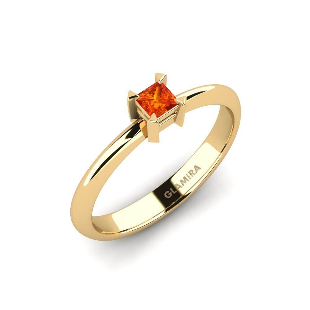 橙色蓝宝石 订婚戒指 Zembi