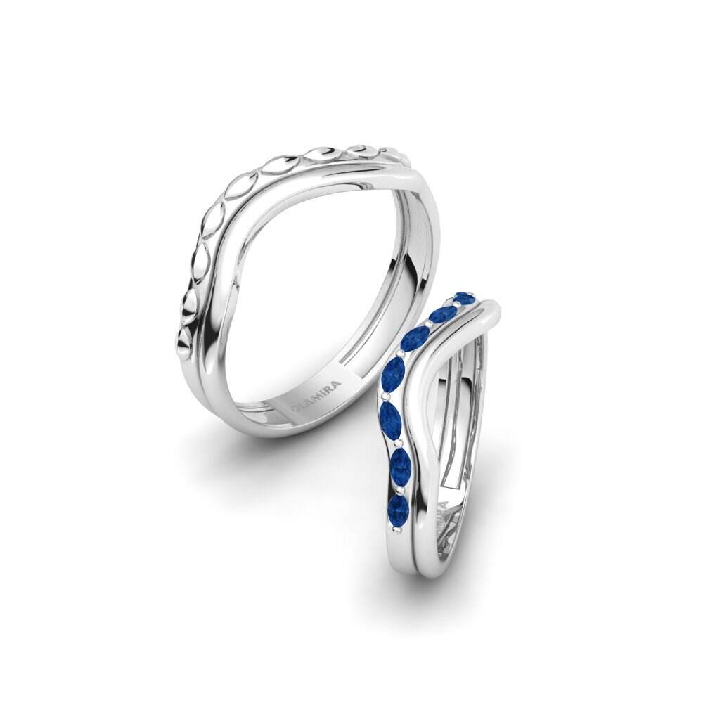 深蓝色氧化锆 婚戒 Hieno Pair