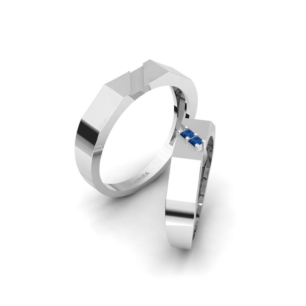 深蓝色氧化锆 婚戒 Kandeloussa Pair