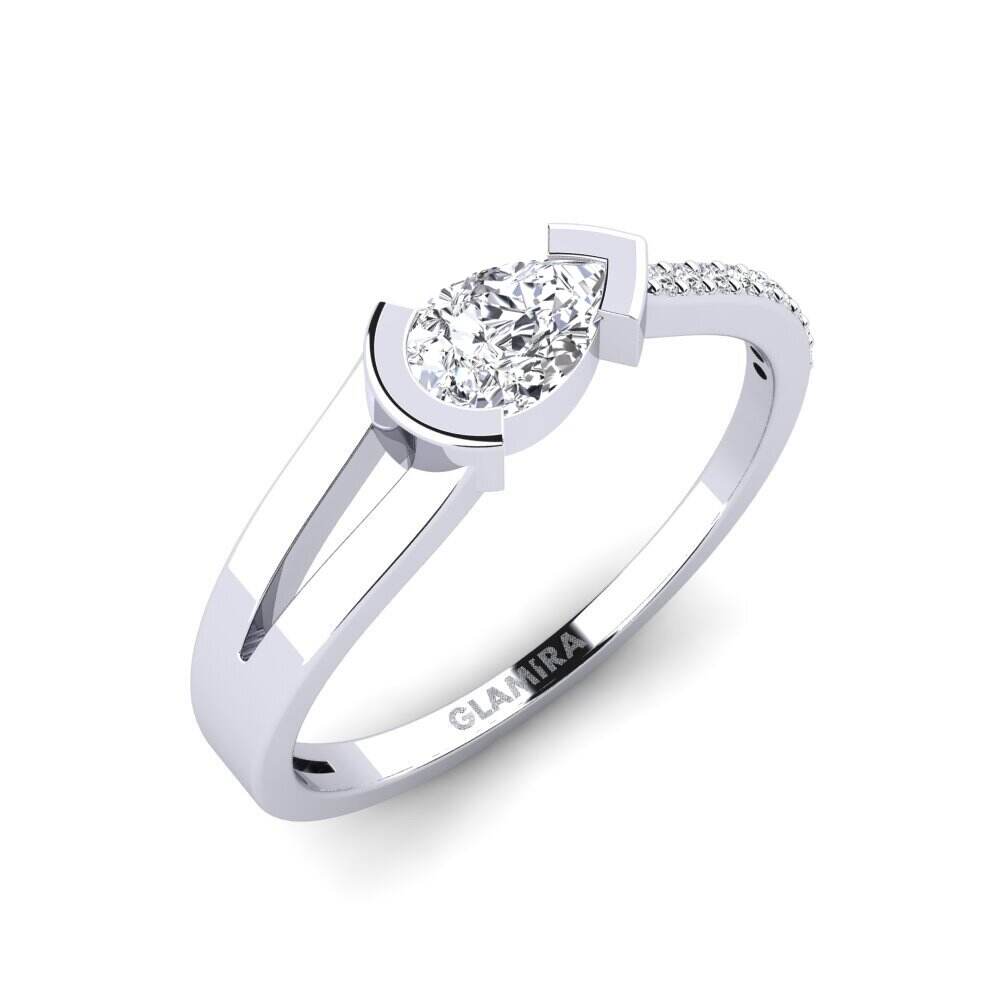 白色K金-14k 水滴形 戒指 Pehme