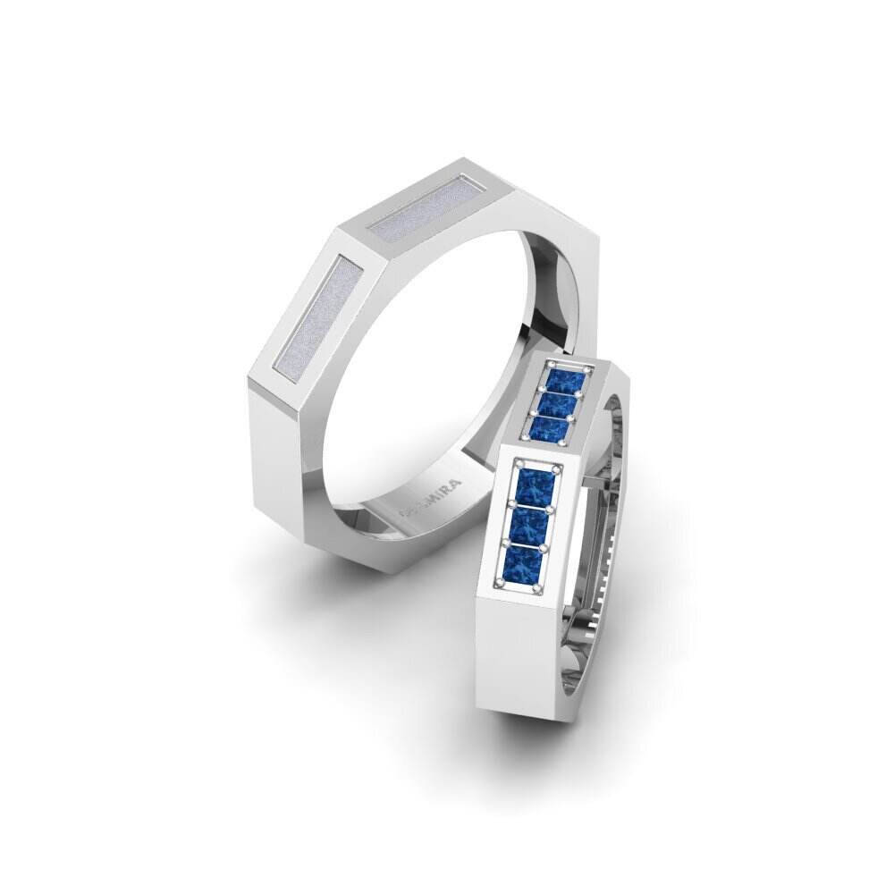 深蓝色氧化锆 婚戒 Rodhou Pair