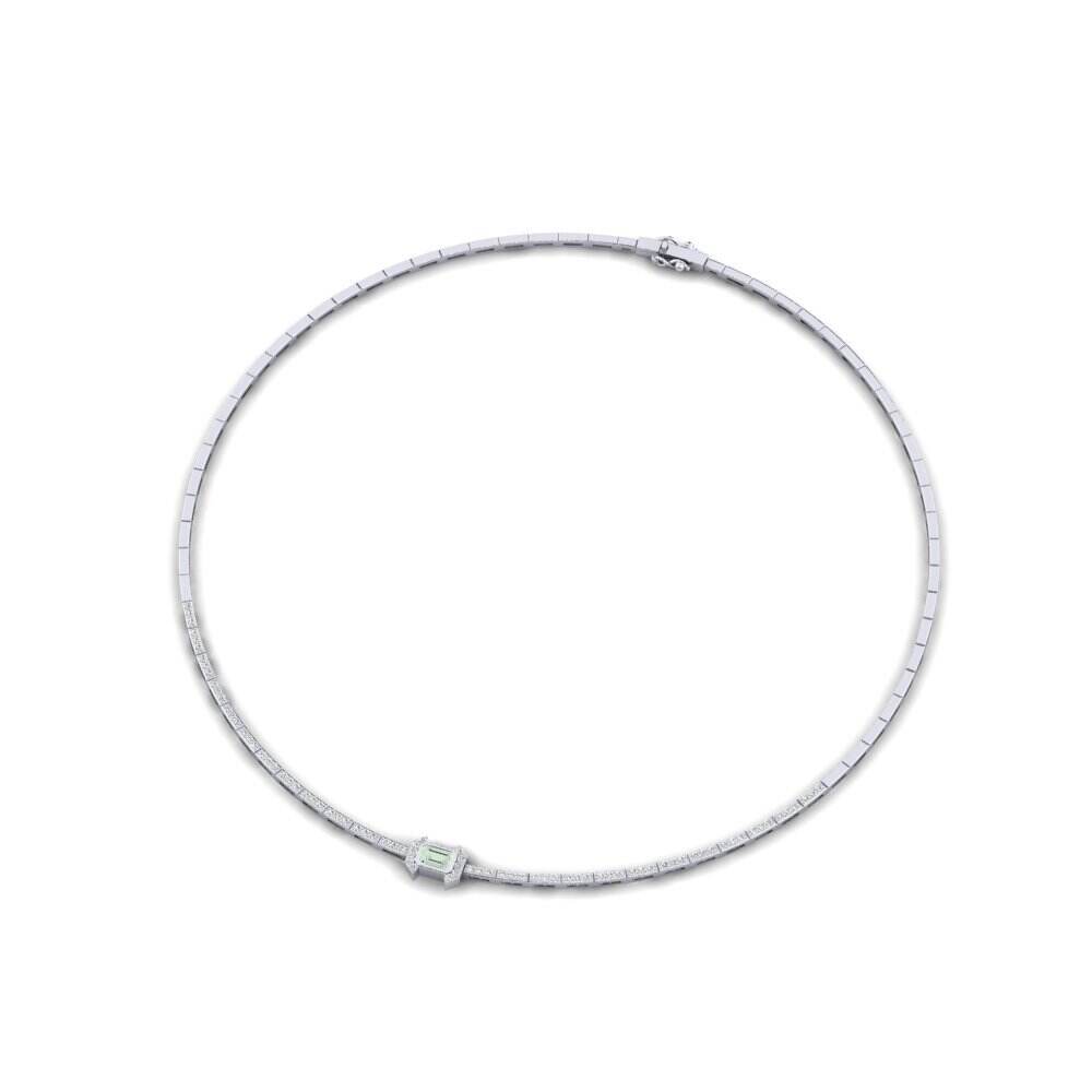 白色K金-14k 绿紫晶 项链 Security