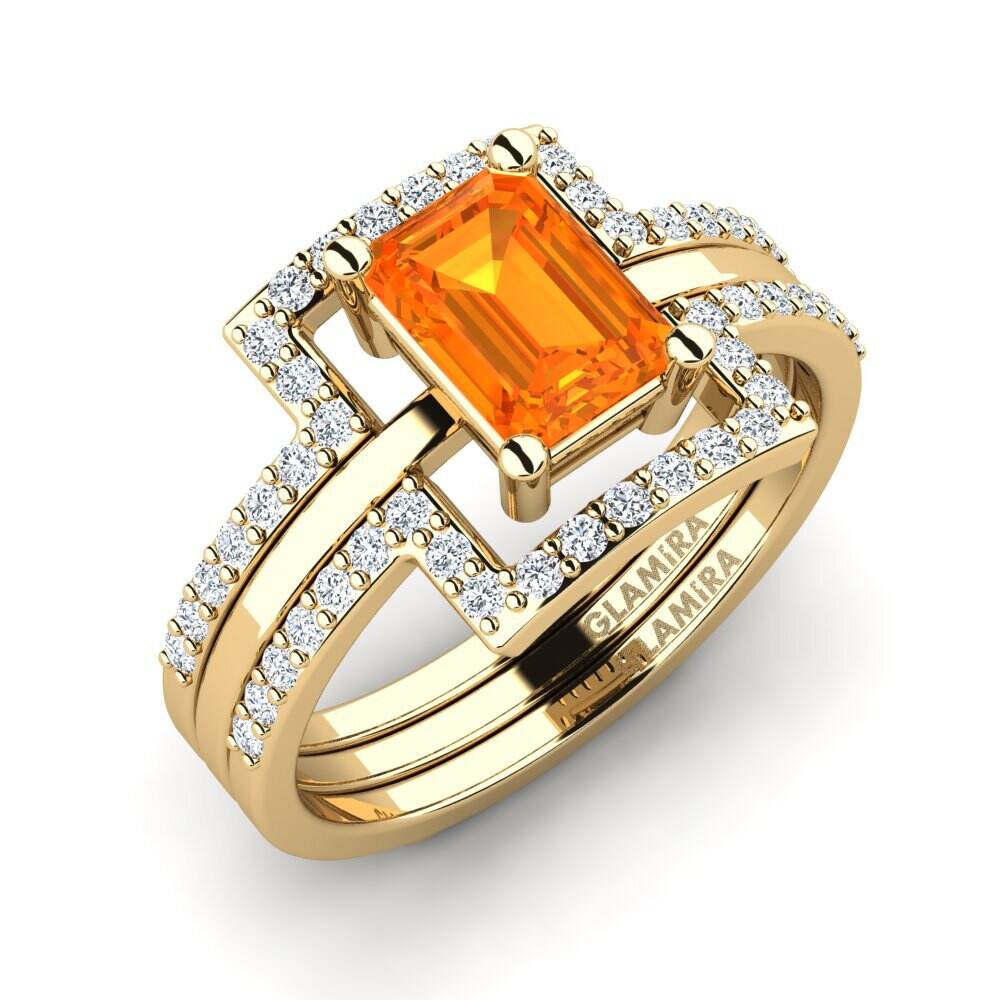 橙色蓝宝石 戒指 Abyth - SET