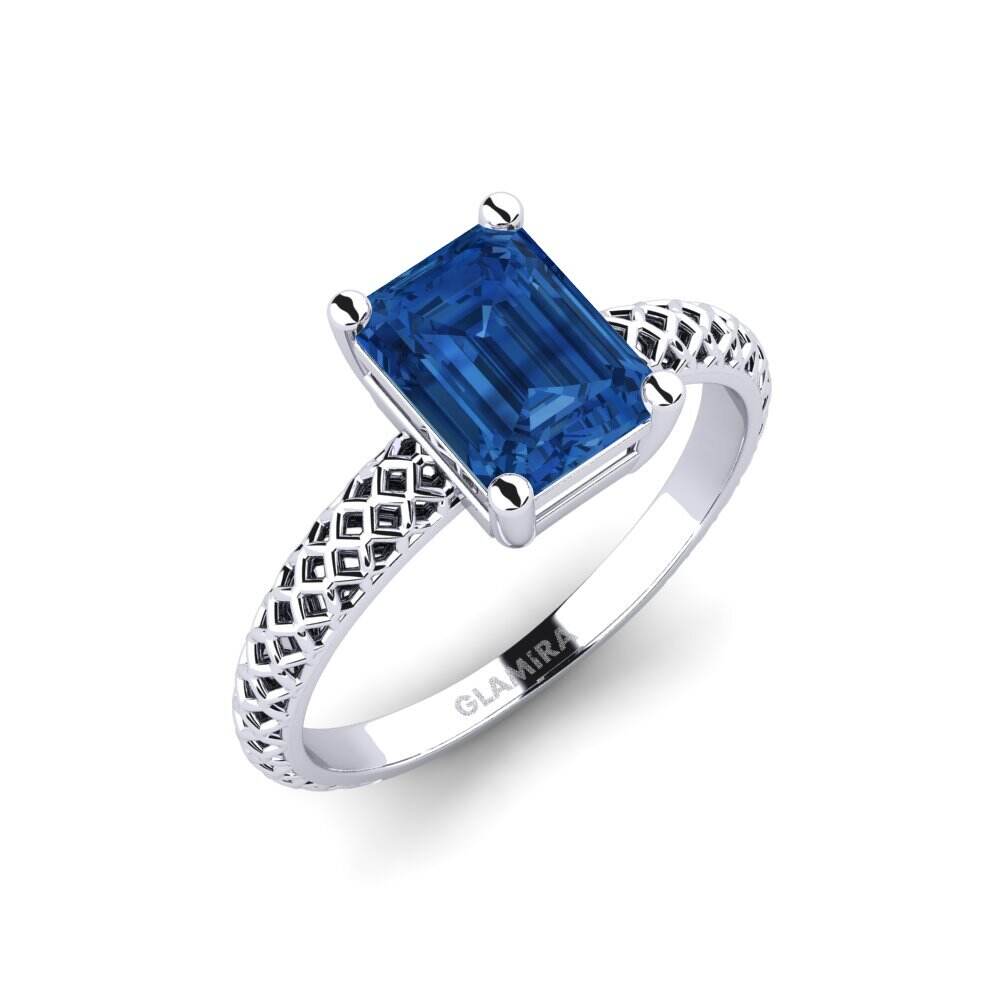 深蓝色氧化锆 订婚戒指 Weliach Emerald