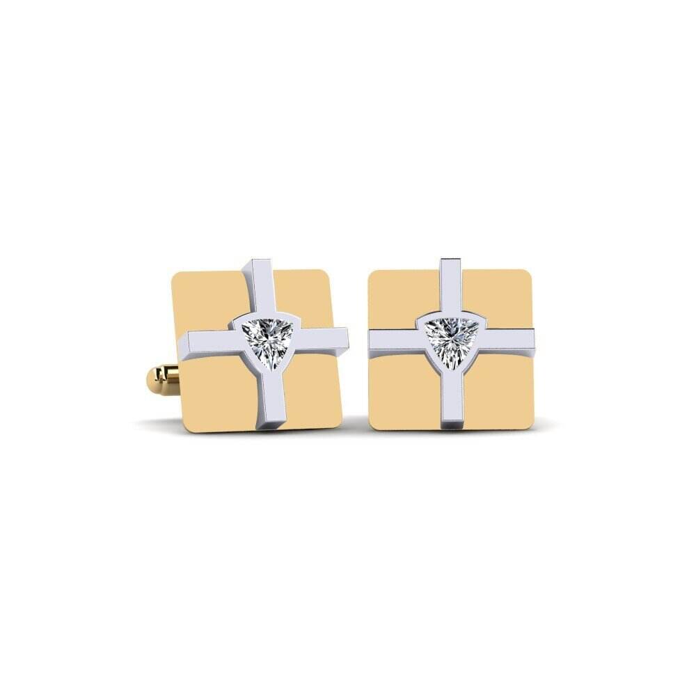 9k 黄白K金 袖扣 Jezerna