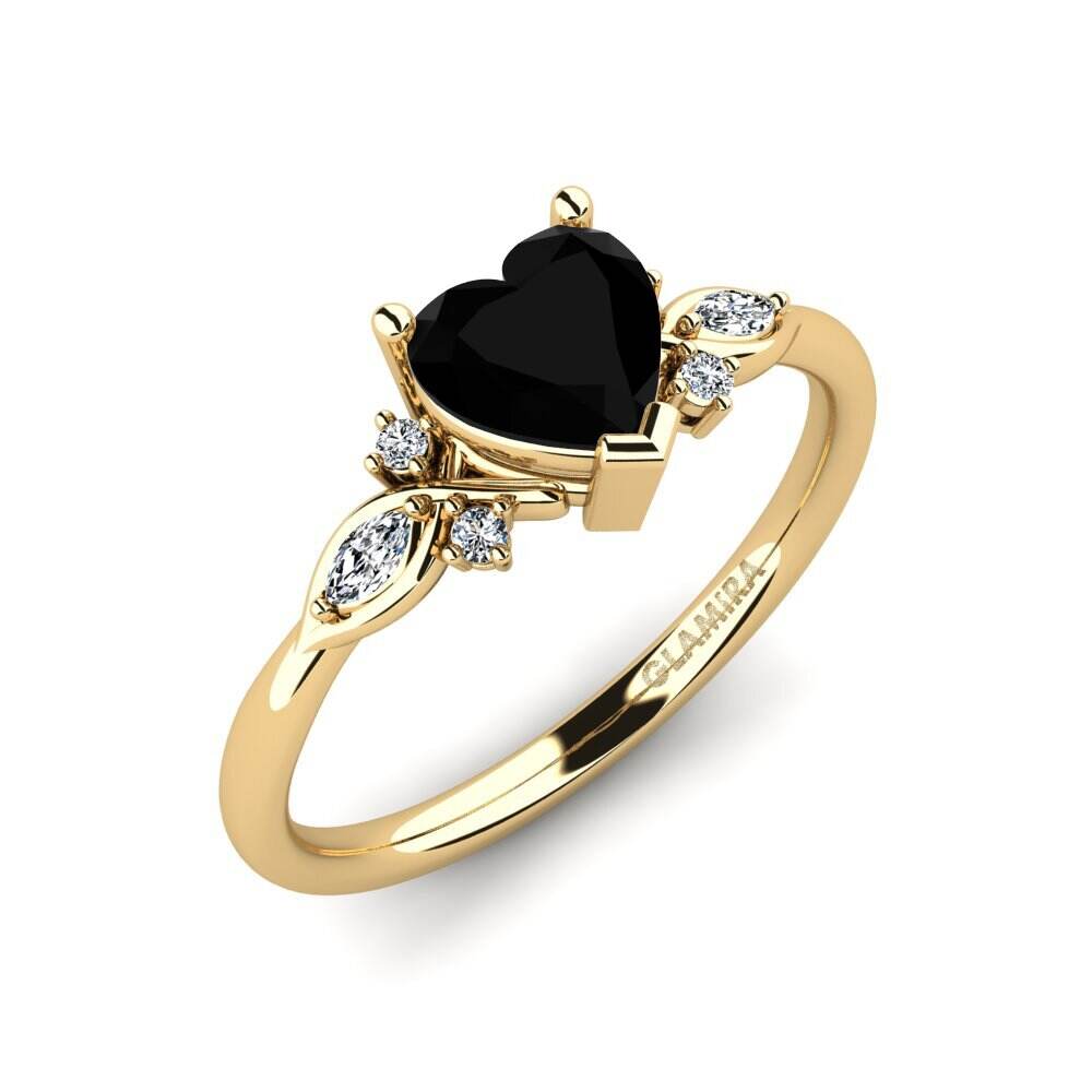 黑色蓝宝石 订婚戒指 Gisu - Heart