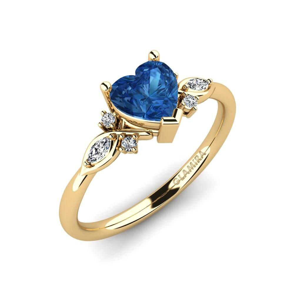 深蓝色氧化锆 订婚戒指 Gisu - Heart