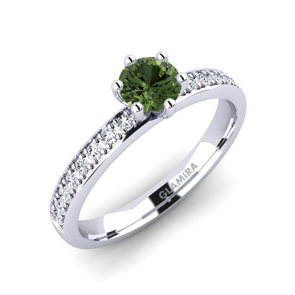 绿色蓝宝石 订婚戒指 Ageall 0.5 crt