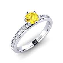 黄色蓝宝石 订婚戒指 Ageall 0.5 crt
