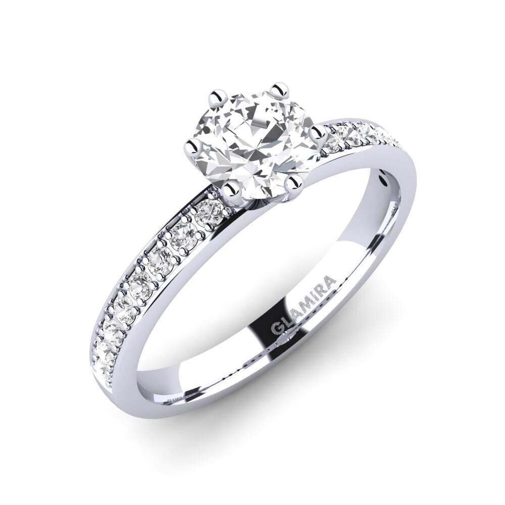 白色蓝宝石 订婚戒指 Ageall 0.8 crt
