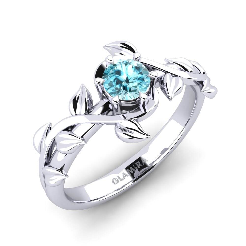 蓝锆石 订婚戒指 Bagu