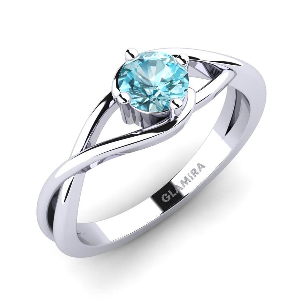 蓝锆石 订婚戒指 Joy 0.5crt