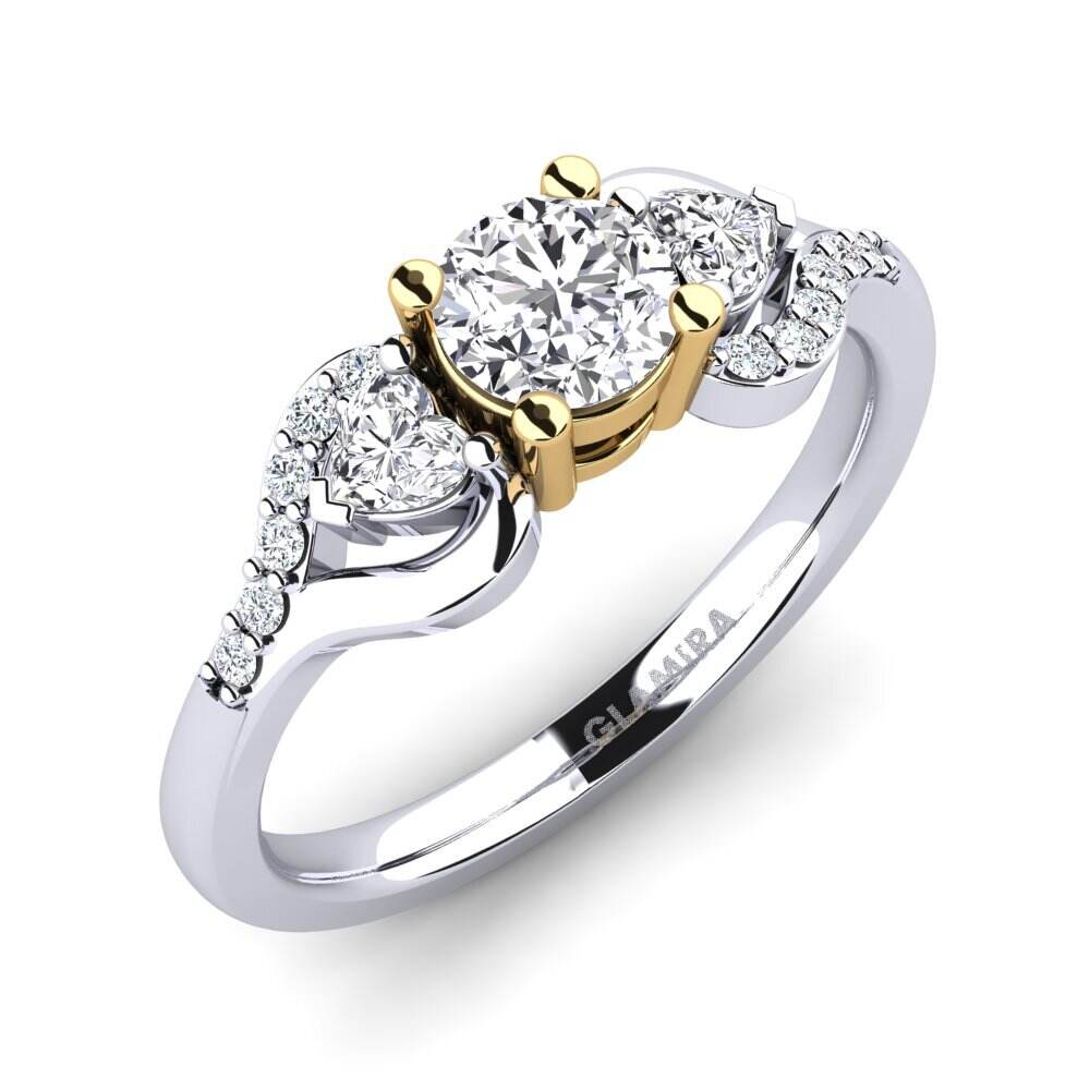 白黄K金-14k 实验室培育钻石 订婚戒指 Roselina 0.5 crt