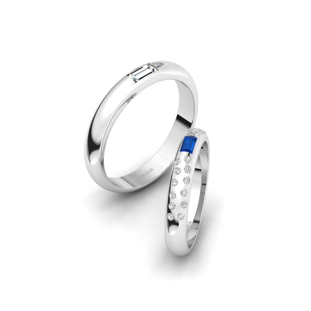 深蓝色氧化锆 婚戒 Baselit Pair