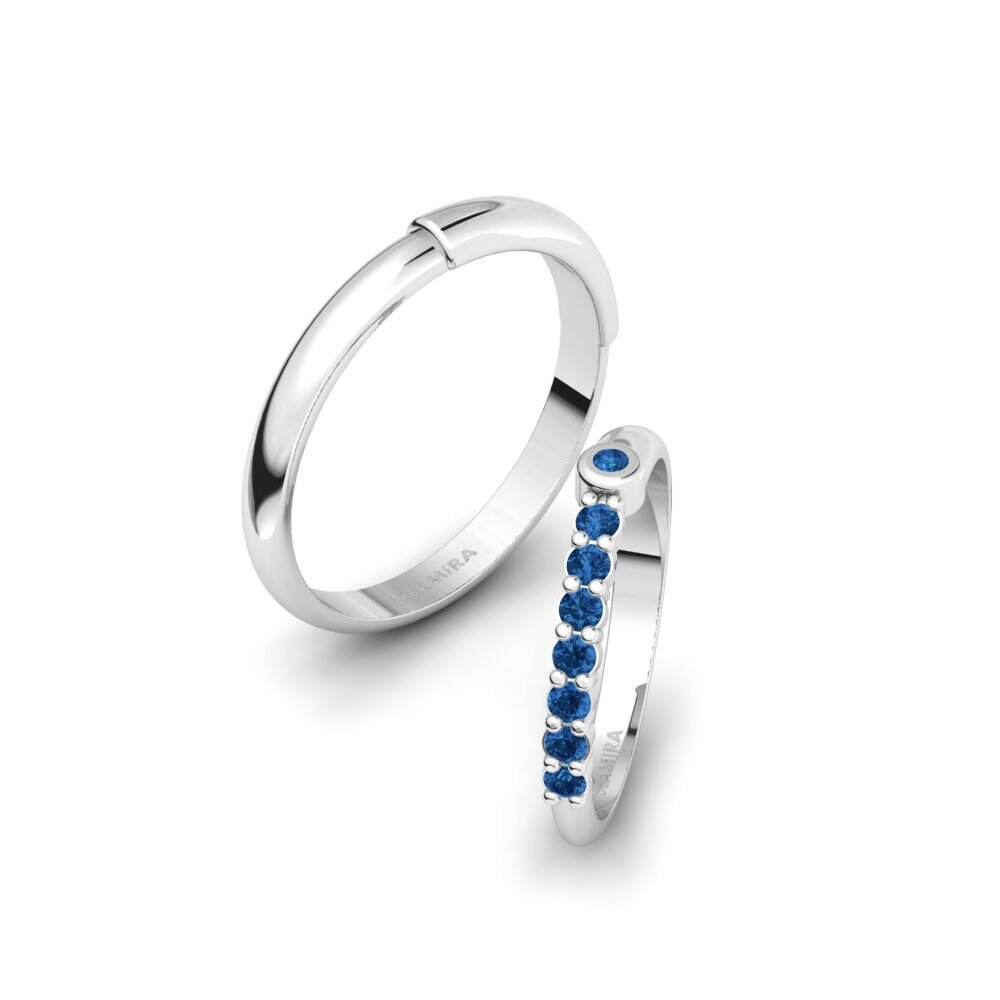 深蓝色氧化锆 婚戒 Belonging Pair