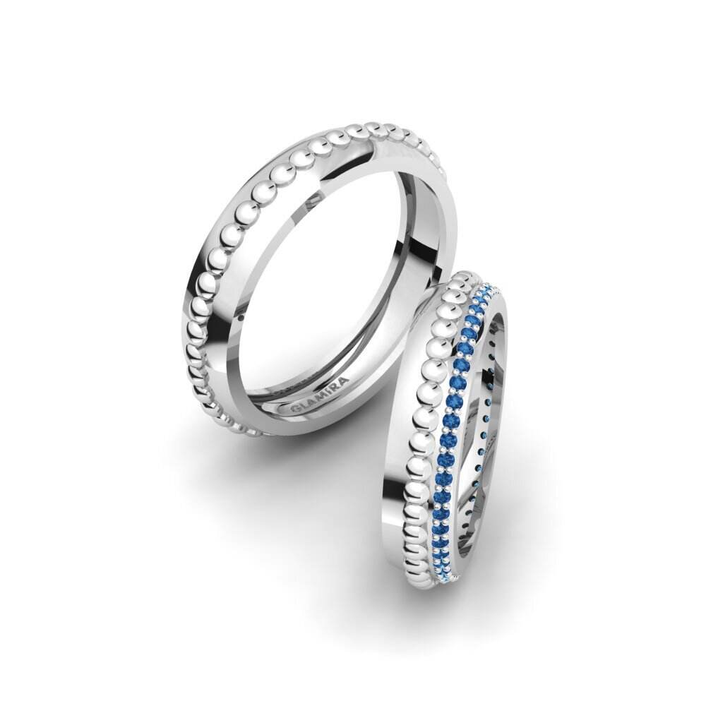 深蓝色氧化锆 婚戒 Damascus Pair