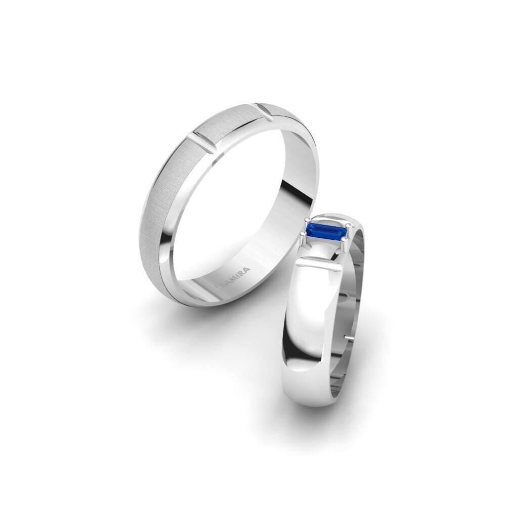 深蓝色氧化锆 婚戒 Euharlee Pair