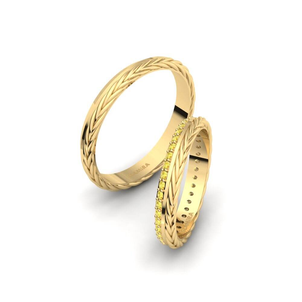 黄色K金-14k 黄色蓝宝石 婚戒 Folkston Pair