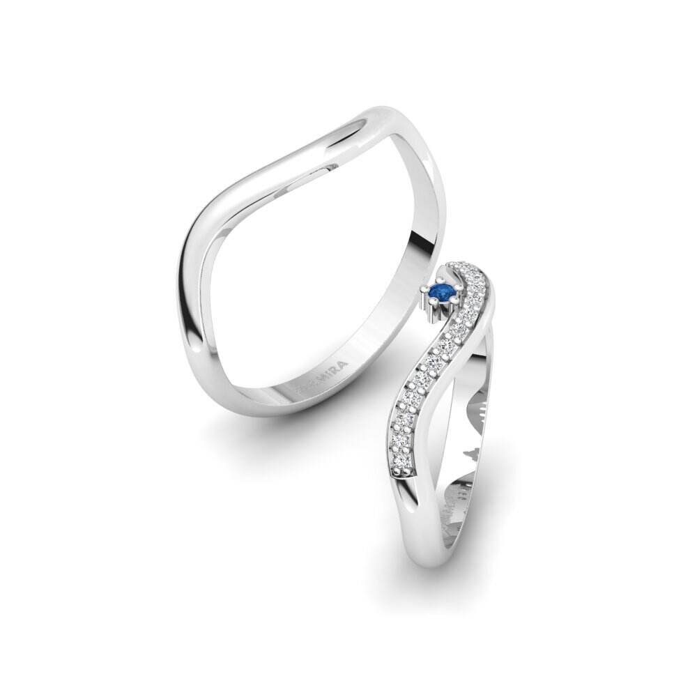 深蓝色氧化锆 婚戒 Inheritance Pair