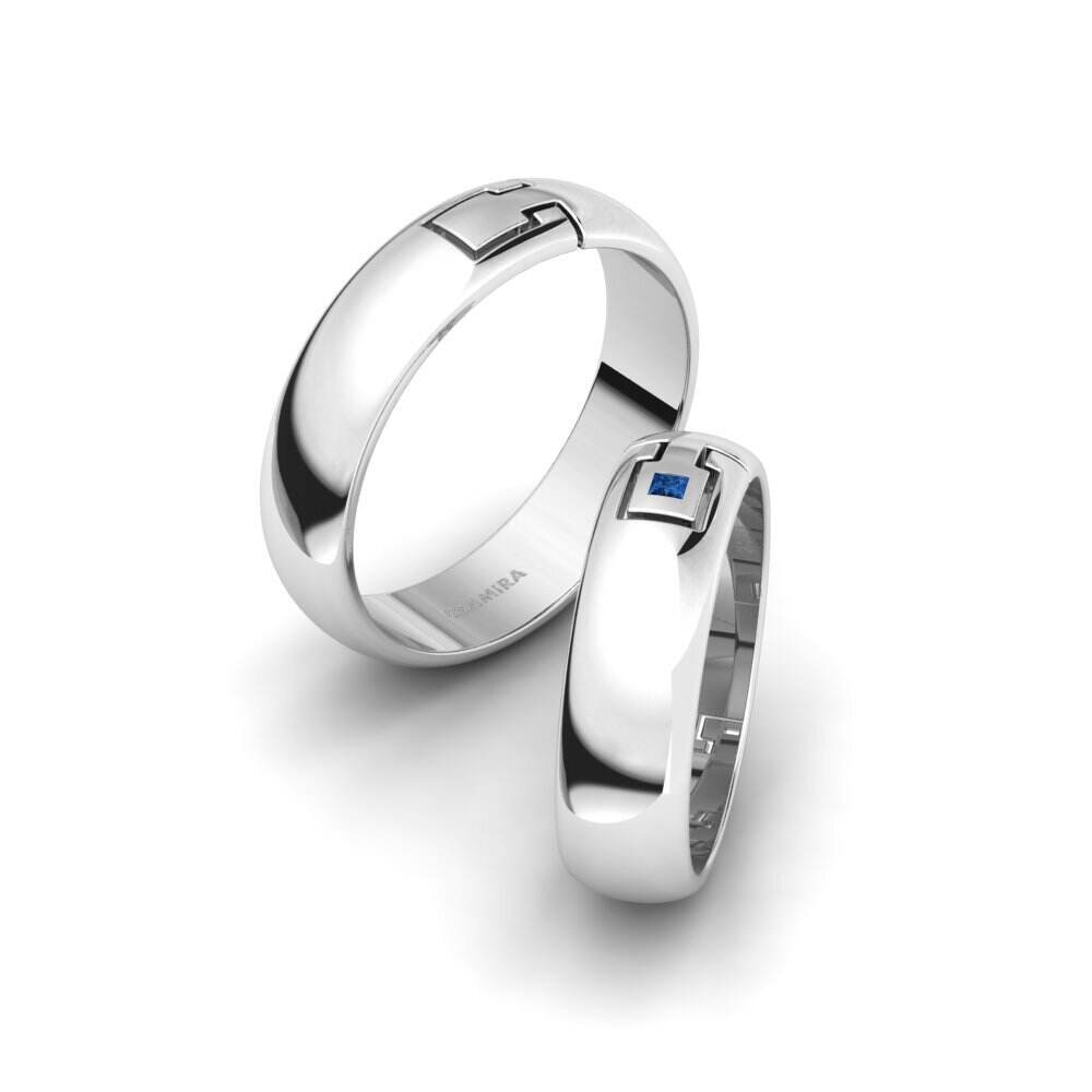 深蓝色氧化锆 婚戒 Irises Pair