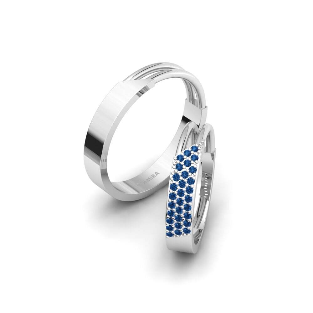 深蓝色氧化锆 婚戒 Urmera Pair