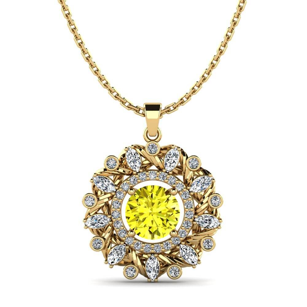 Vintage 黄色钻石 项链