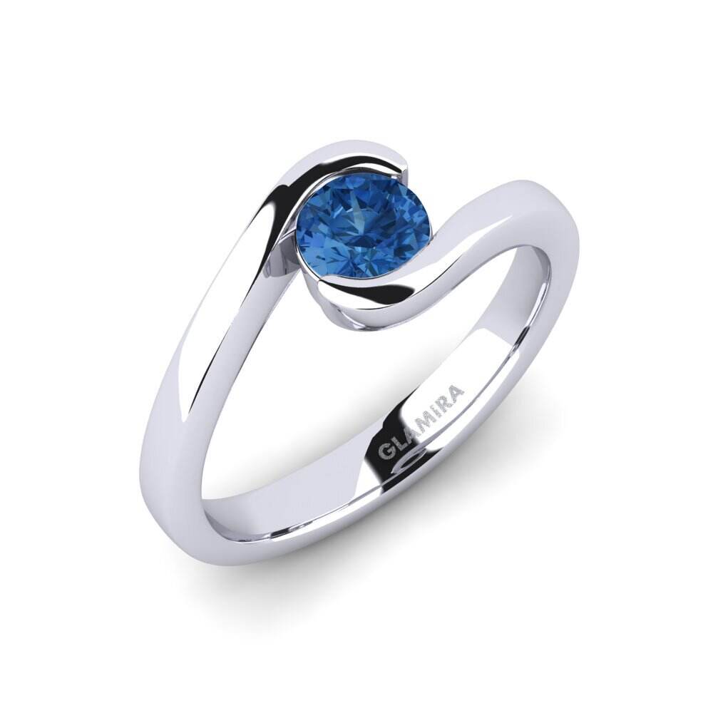 深蓝色氧化锆 订婚戒指 Bridal Luxuy 0.5crt