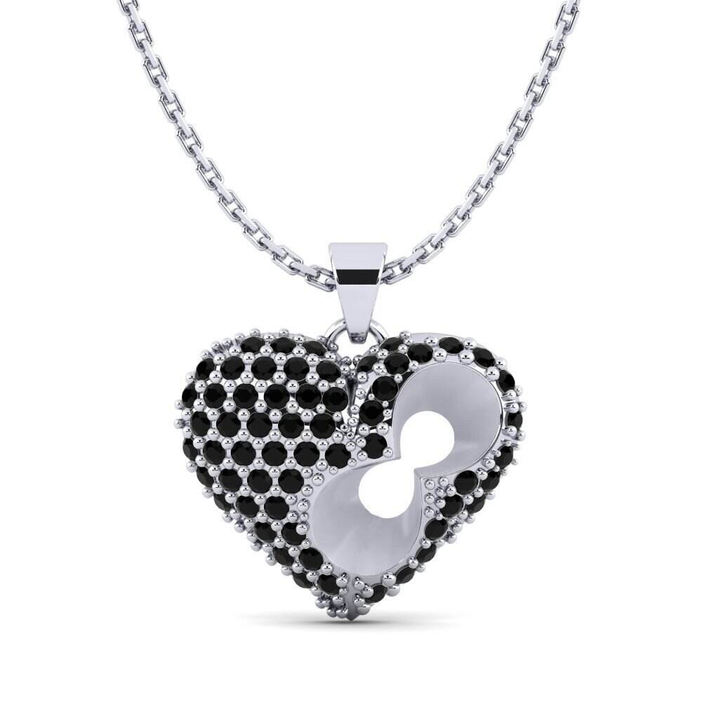 白色K金-18k 黑钻石 女士吊坠 Jacayl