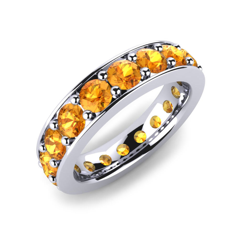白色K金-18k 黄水晶 戒指 Sonia