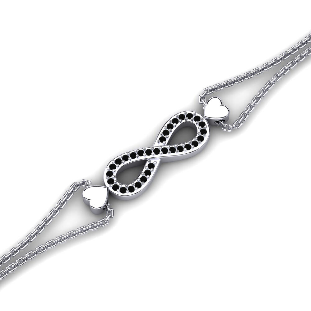 白色K金-18k 黑色蓝宝石 女士手链 Almeria