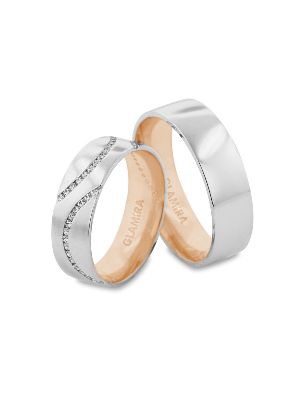 彩 红白K金-14k 结婚戒指