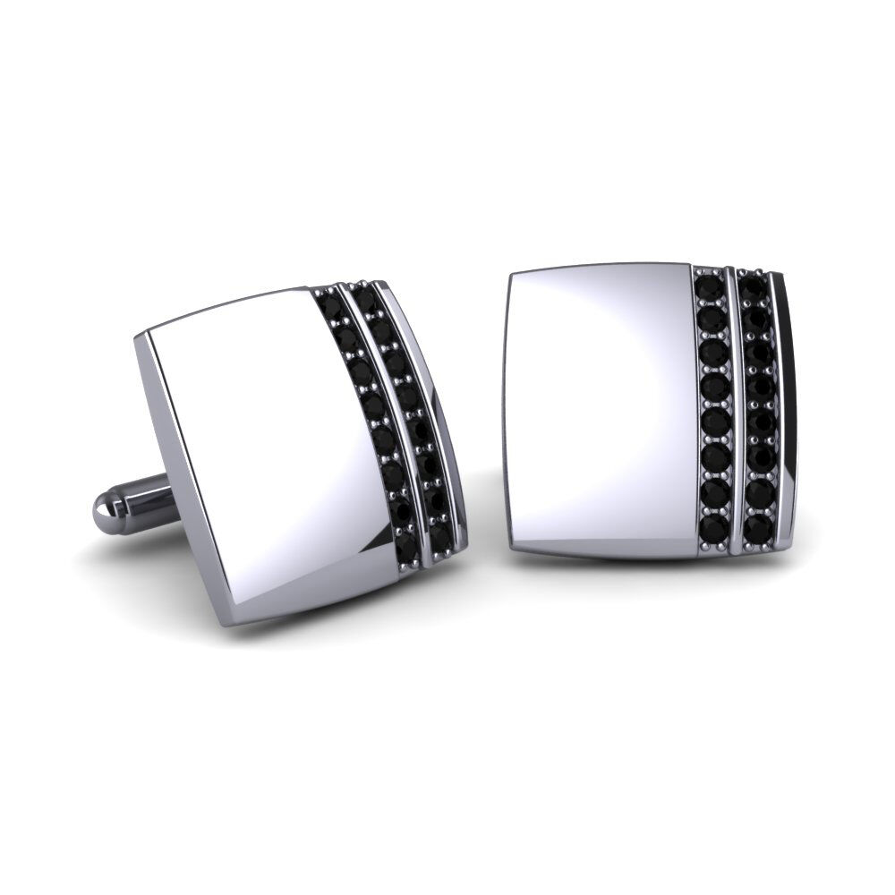 白-铂金 黑色蓝宝石 袖扣 VIP