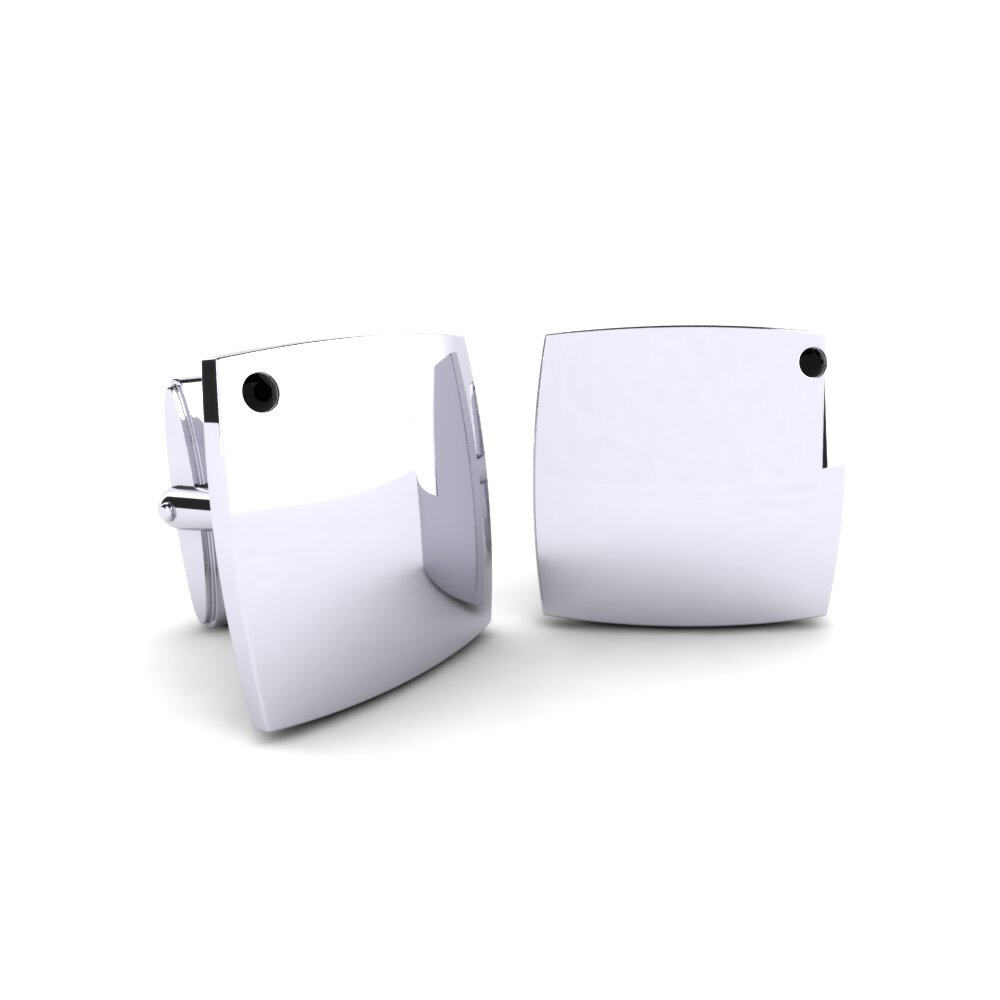 白-铂金 黑色蓝宝石 袖扣 Reynard