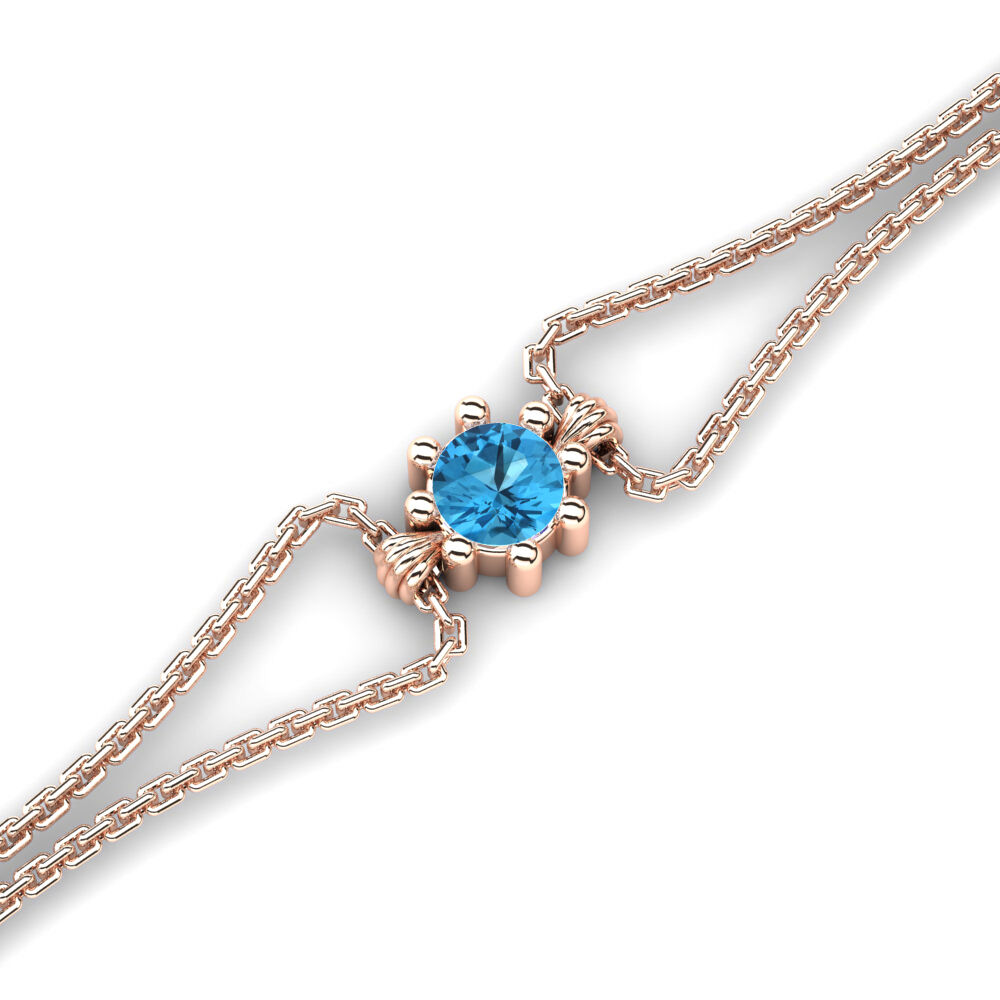 玫瑰金-14k 蓝托帕石 女士手链 Chomac