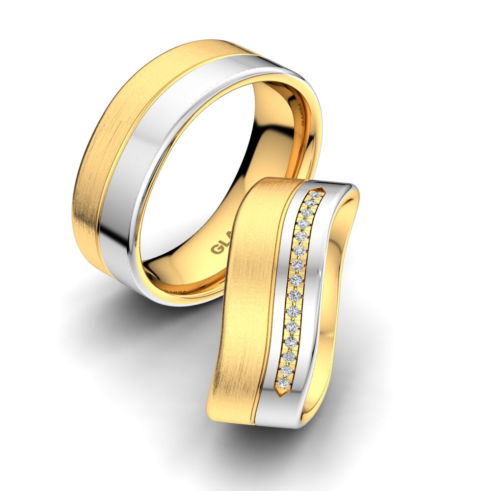 18k 黄白K金 婚戒 Splendid Shape 8 mm