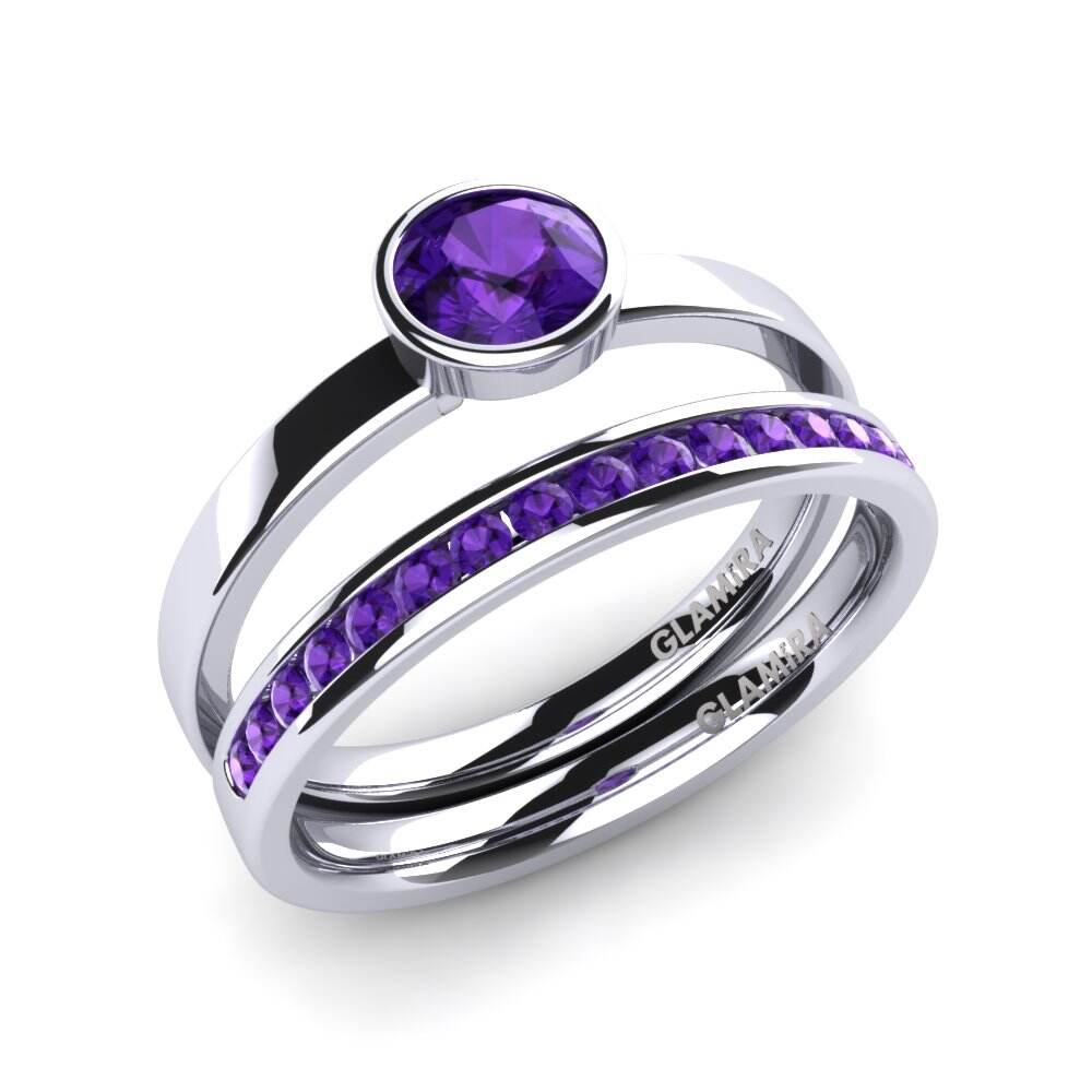 白-钯金 紫水晶 婚礼套装 Graceful