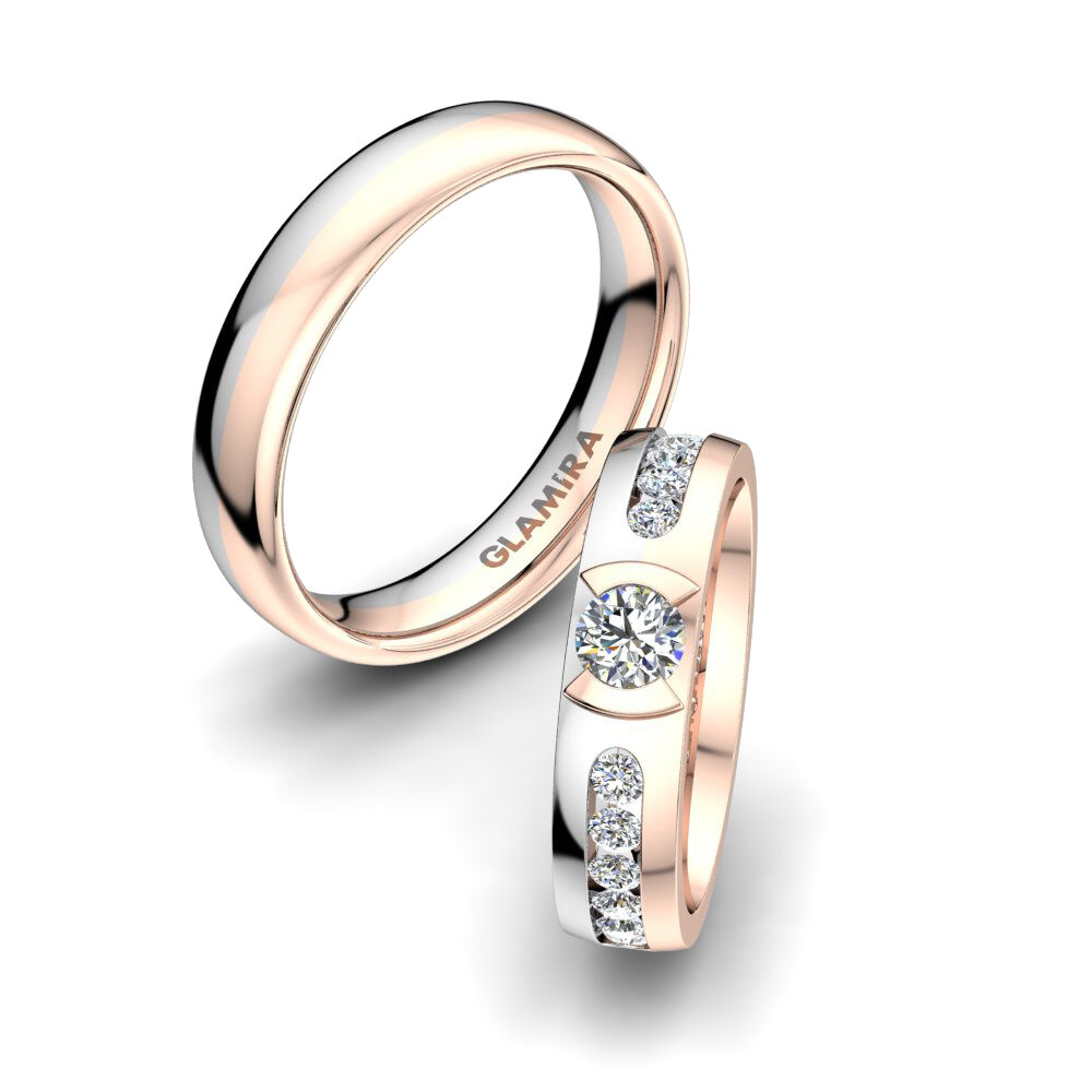 14k 红白K金 婚戒 White Drop