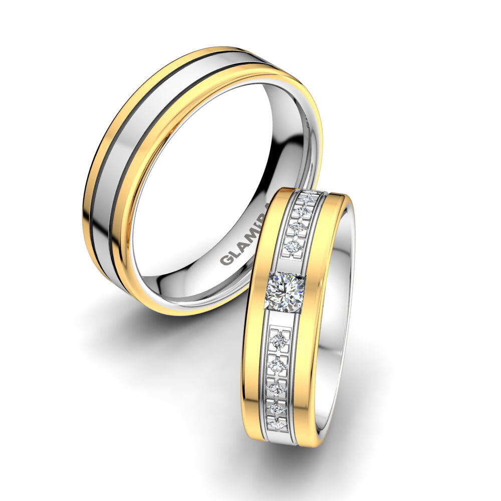 18k 黄白K金 婚戒 Bright Life 6mm