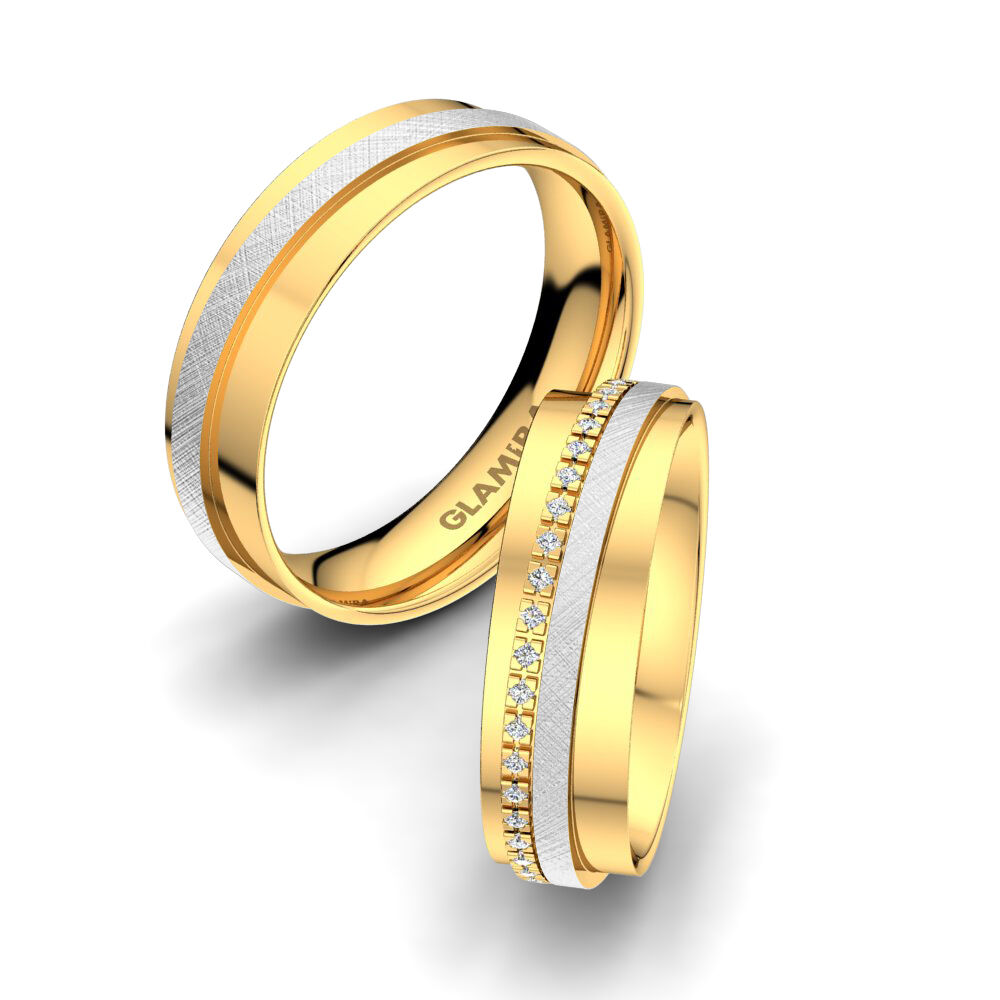 18k 黄白K金 婚戒 Attractive Force 6 mm