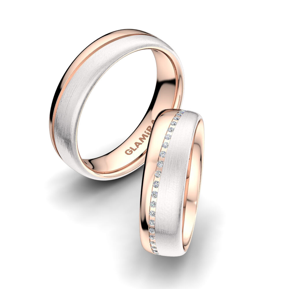 14k 红白K金 婚戒 Elegant Aura 6 mm