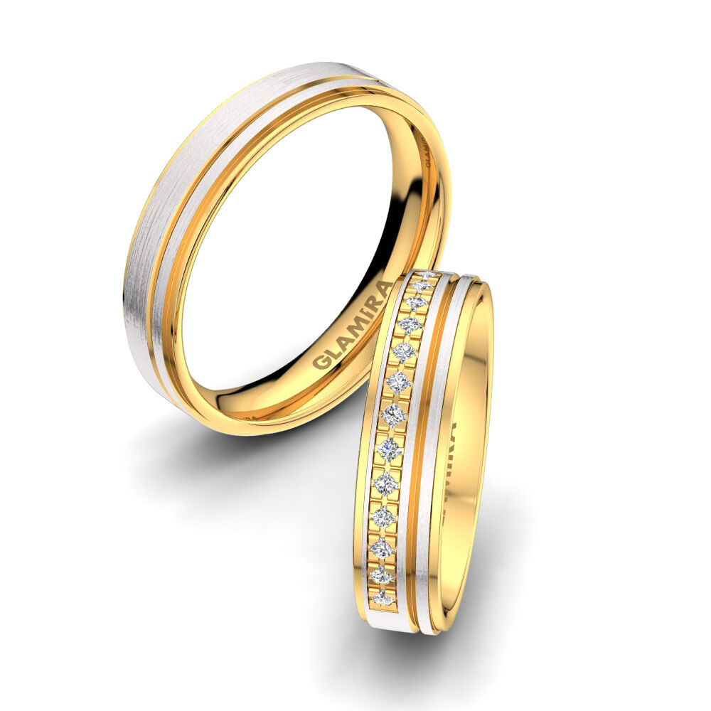 18k 黄白K金 婚戒 Sense Layer 5 mm