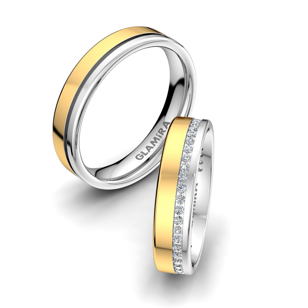 18k 黄白K金 婚戒 Sense Muse 5 mm