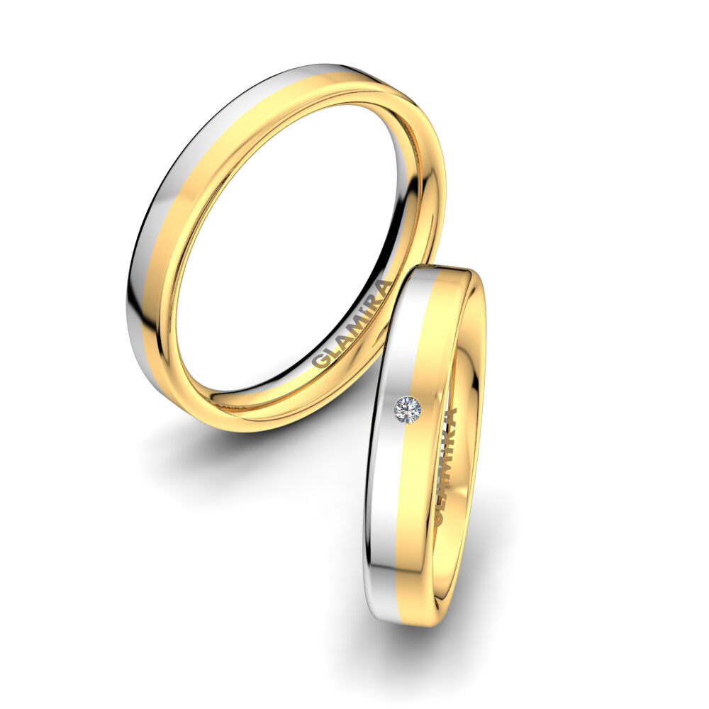 18k 黄白K金 婚戒 Natural Sensation 4 mm