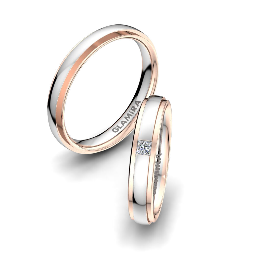 14k 红白K金 婚戒 White Innocence 4 mm