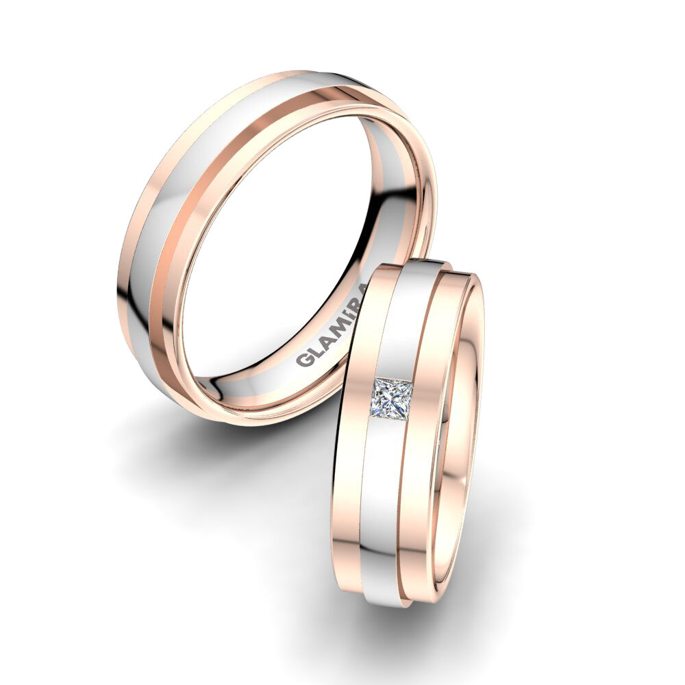 14k 红白K金 婚戒 White Innocence 6 mm