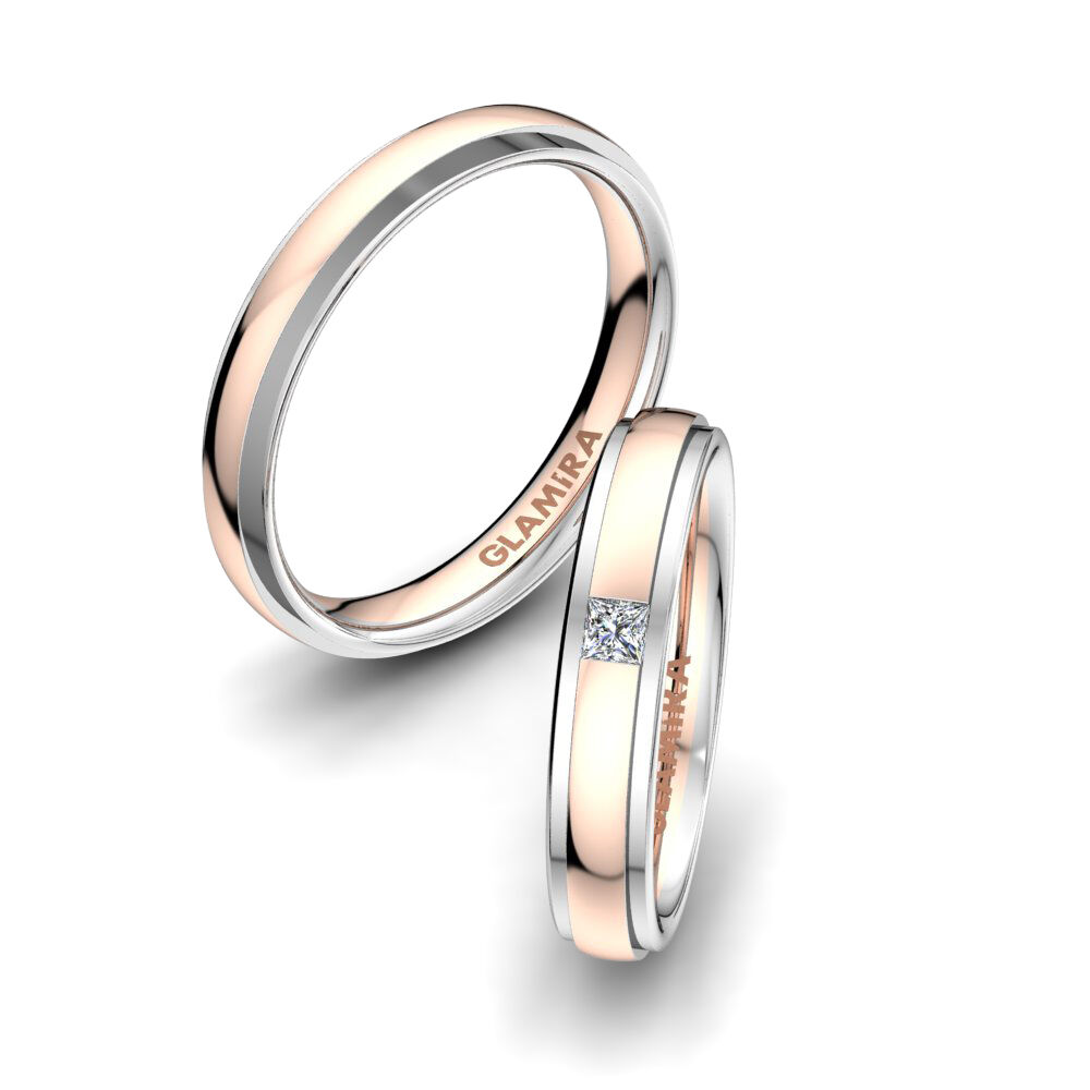 红白K金-14k 婚戒 White Innocence 4 mm